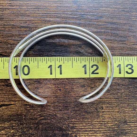 VTG Solid Sterling Silver 925 Abstract Open Cuff Bracelet Size 2.5" Length - Picture 7 of 10